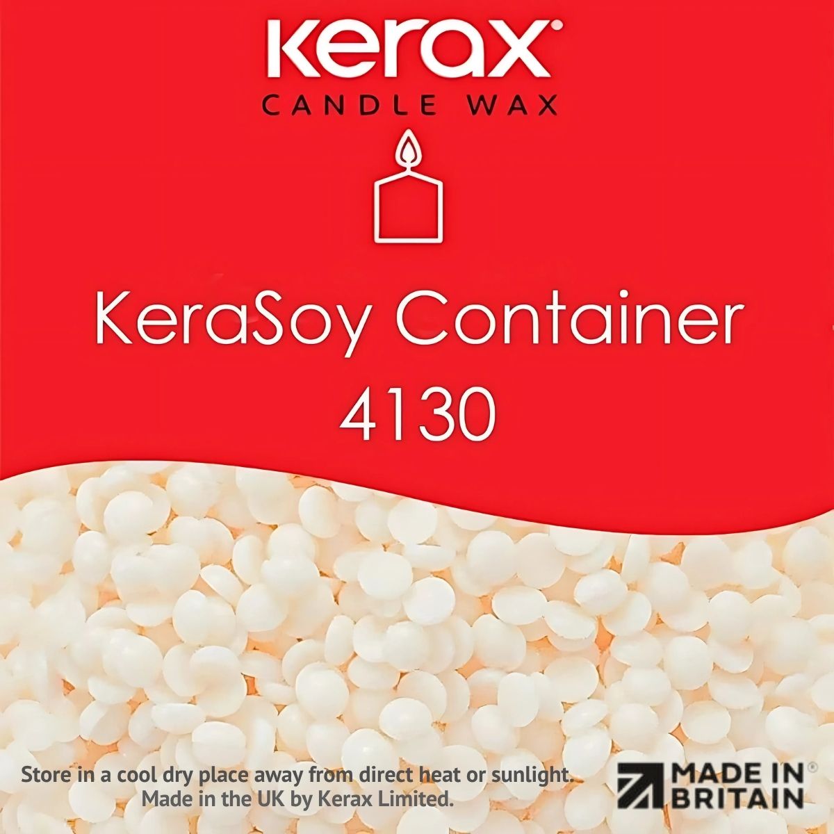 Ceară de soia naturală KeraSoy Container 4130 vegană, fără palmier, ideală pentru lumânări în recipiente