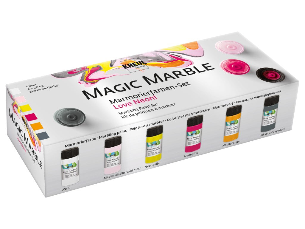 Vopsea Kreul Magic Marble Love Neon - Set 6 culori x 20 ml