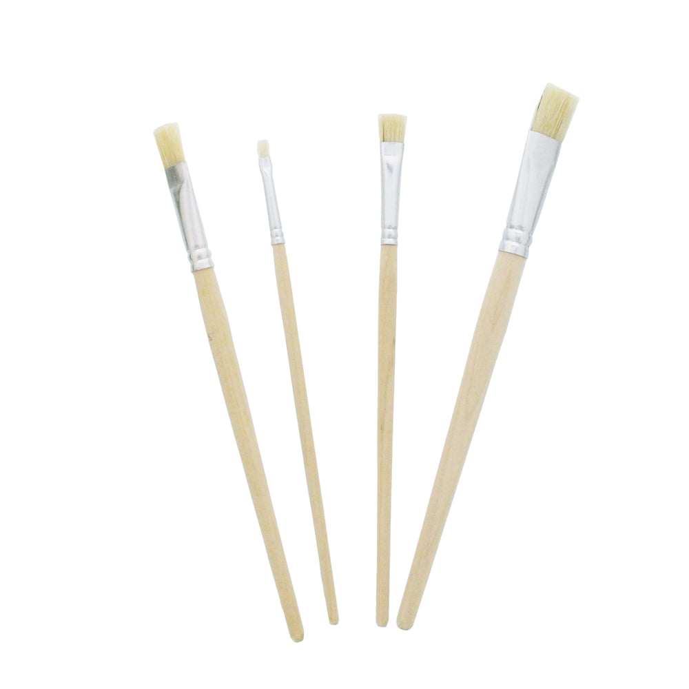 Set Pensule din Lemn 4 bucăți – Ideal pentru Proiecte de Turnare și Pictură
